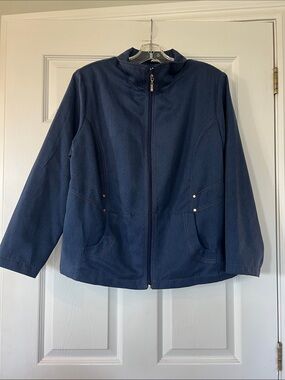 Alia Navy Blue Jacket with Zip Front